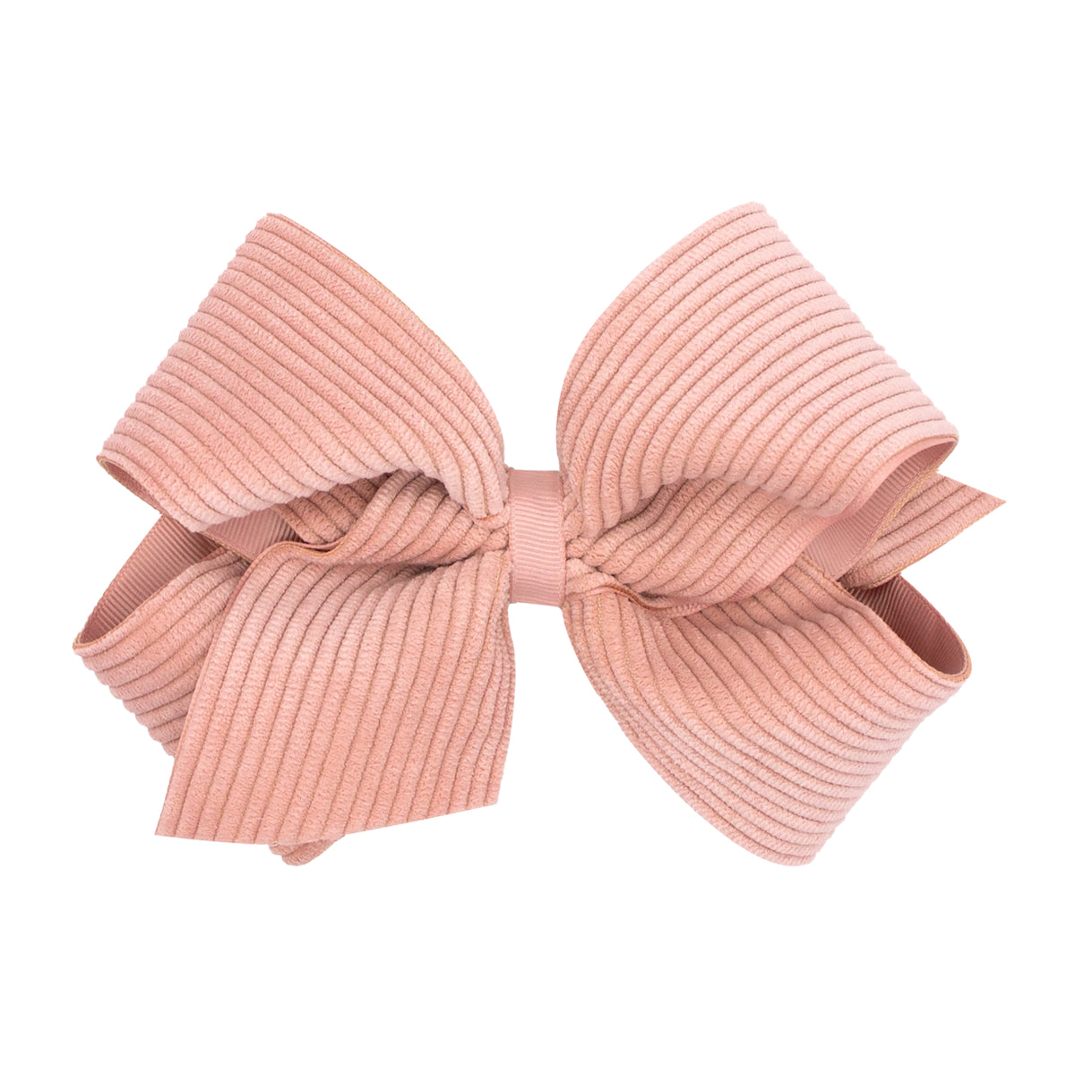 King Grosgrain Hair Bow with Wide Wale Corduroy Overlay - SWEET NECTAR