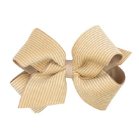 King Grosgrain Hair Bow with Wide Wale Corduroy Overlay- TAN