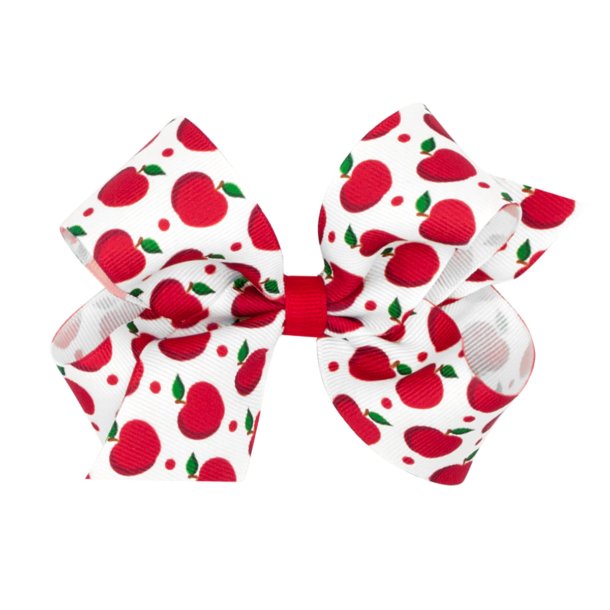 King Harvest-themed Apple Printed Grosgrain Hair Bow
