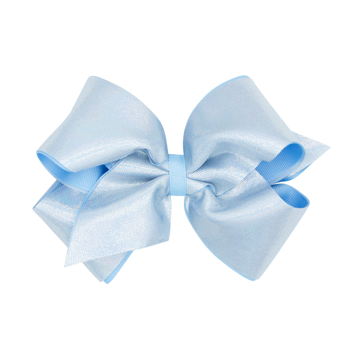 King Mirror Dot and Grosgrain Overlay Hair Bow - Blue