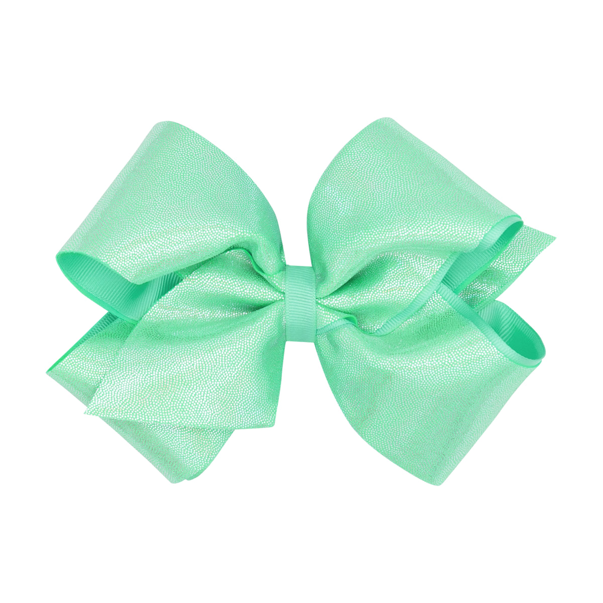 King Mirror Dot and Grosgrain Overlay Hair Bow - Pastel Green