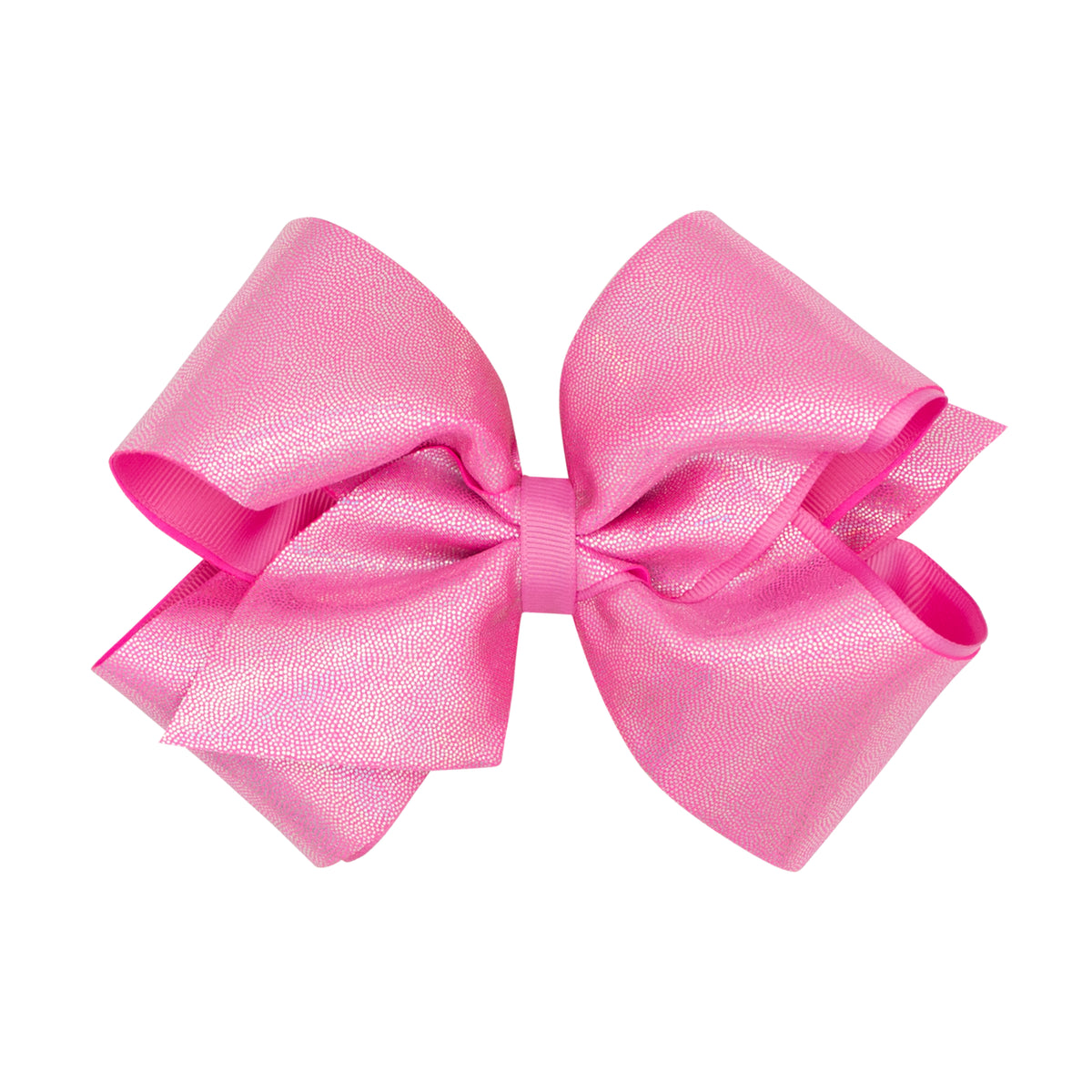 King Mirror Dot and Grosgrain Overlay Hair Bow - ROSE