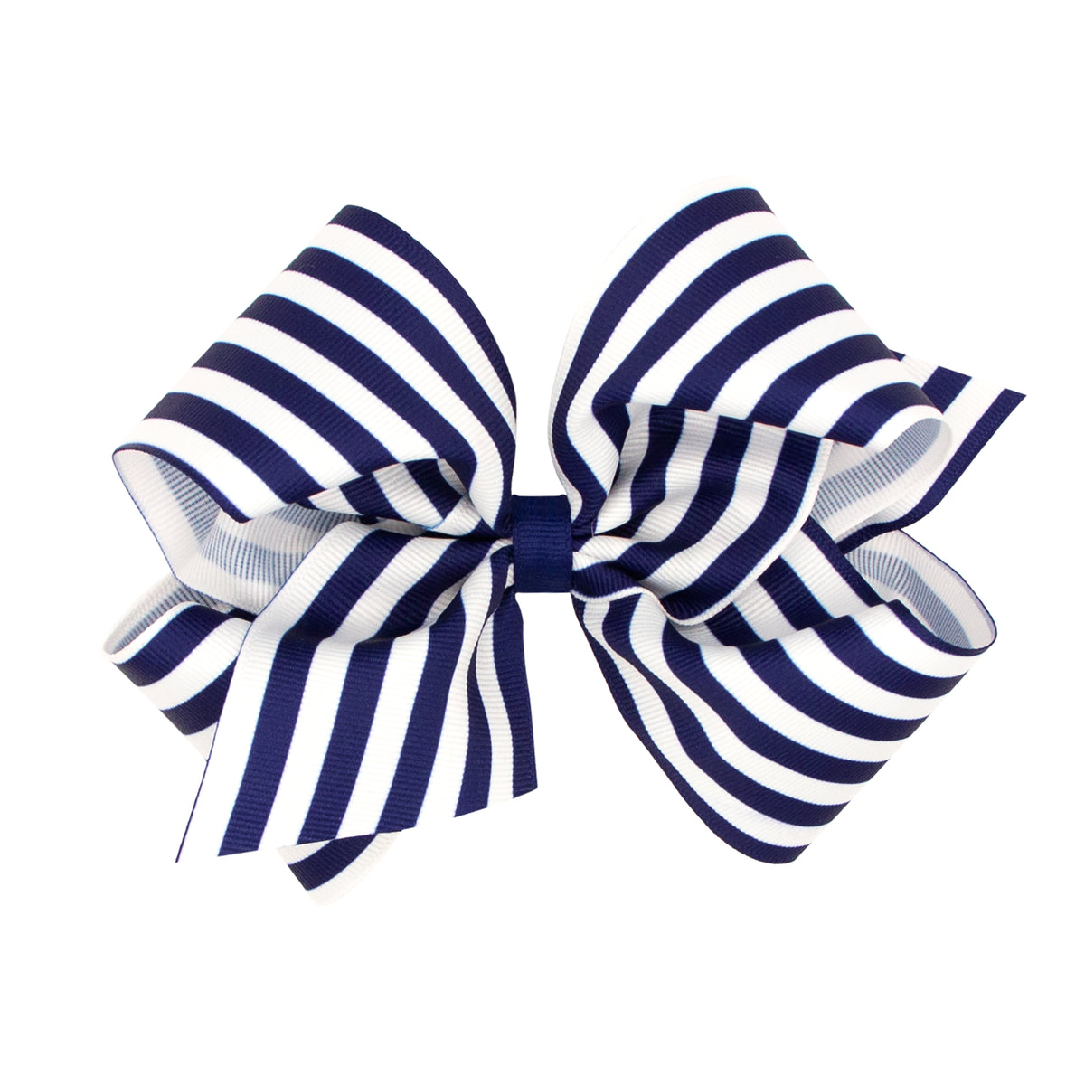 King Nautical Stripe Print Grosgrain Hair Bow - Light Navy