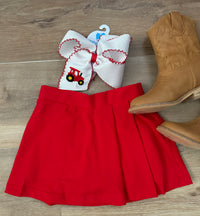 RTS : 3 Pleated Red Skort