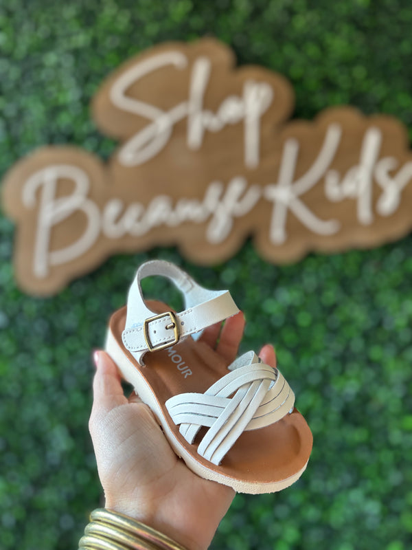 L'AMOUR- Athena Braided Sandal - White