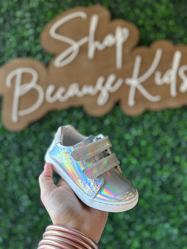L'AMOUR- Kenzie Double Velcro Sneaker - Holographic