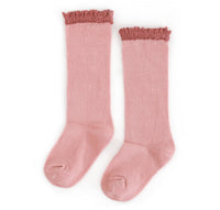 Little Stocking Company - Blush + Mauve Lace Top Knee High Socks