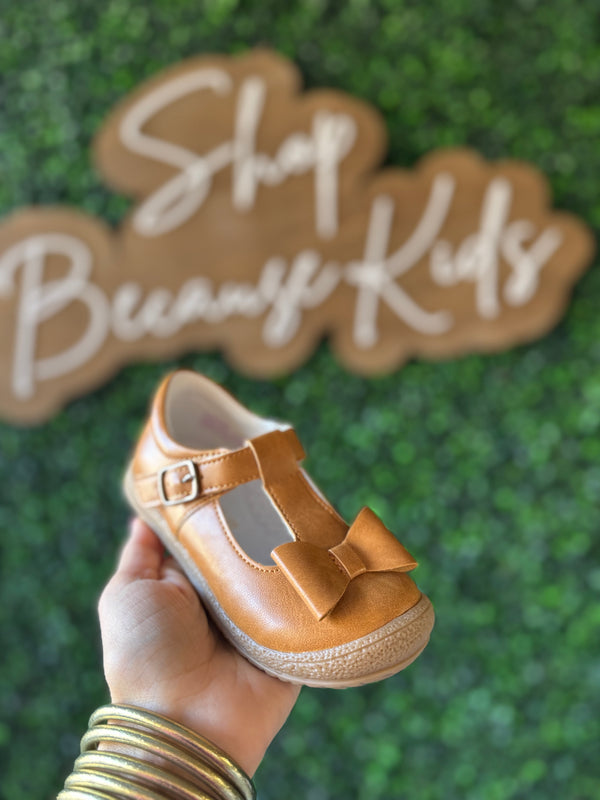 L'AMOUR- Emma Classic Bow T-Strap Mary Jane - Mustard