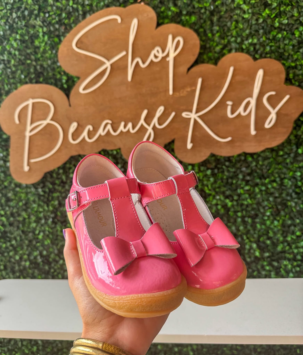 L'AMOUR- Emma Patent Bow T-Strap Mary Jane