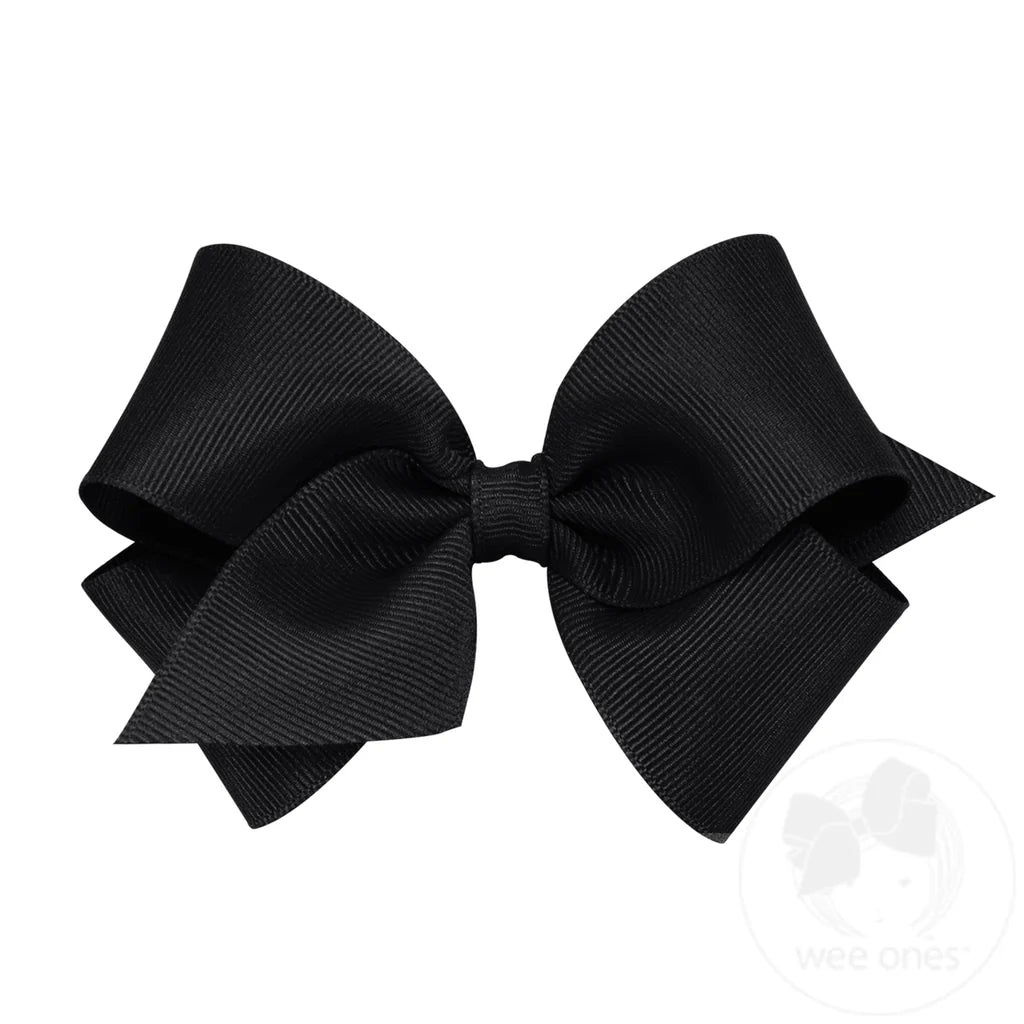 Small Classic Grosgrain Hair Bow (Plain Wrap) - BLACK