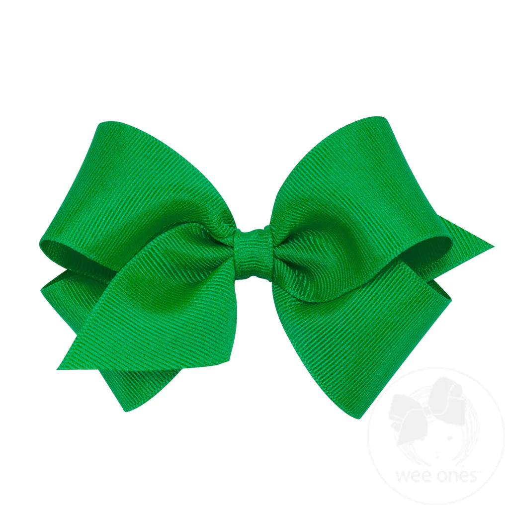Small Classic Grosgrain Hair Bow (Plain Wrap) - GREEN
