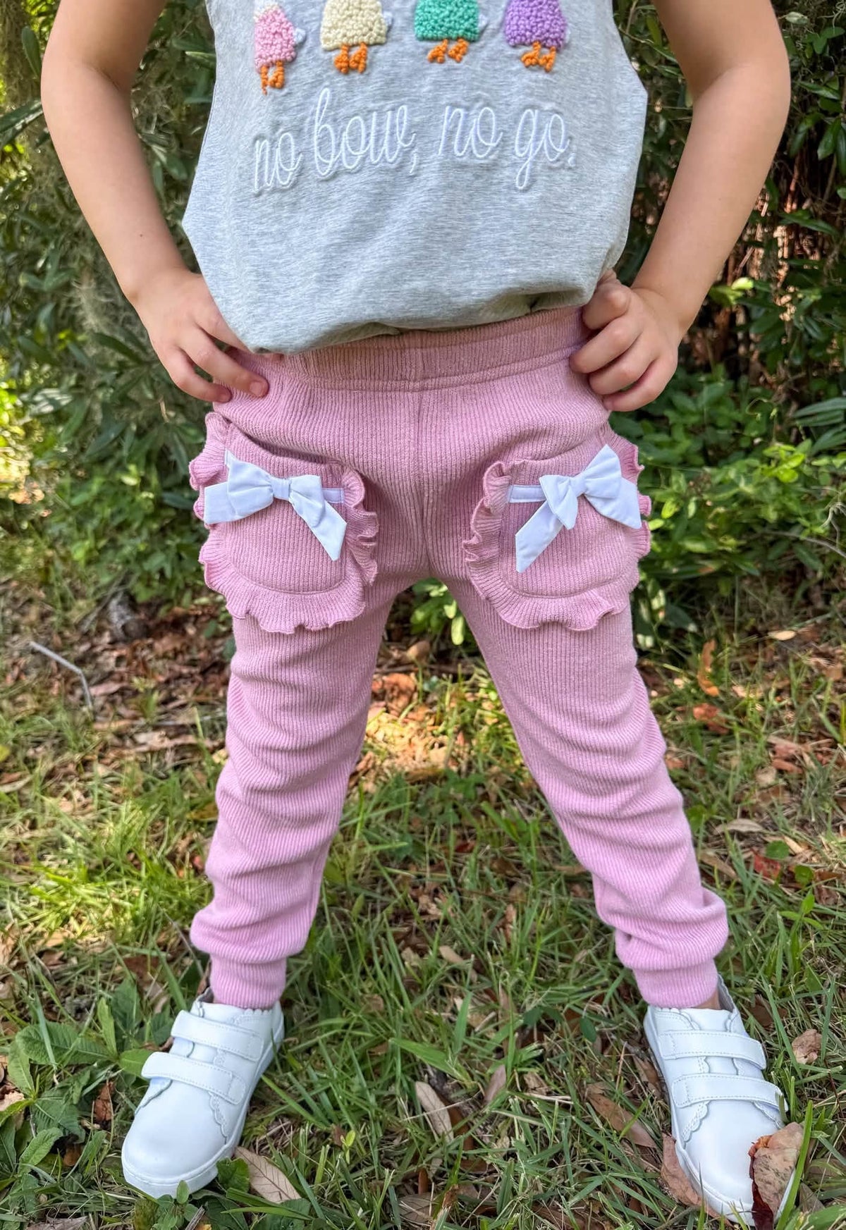 Cardigan Bow Pocket Pants