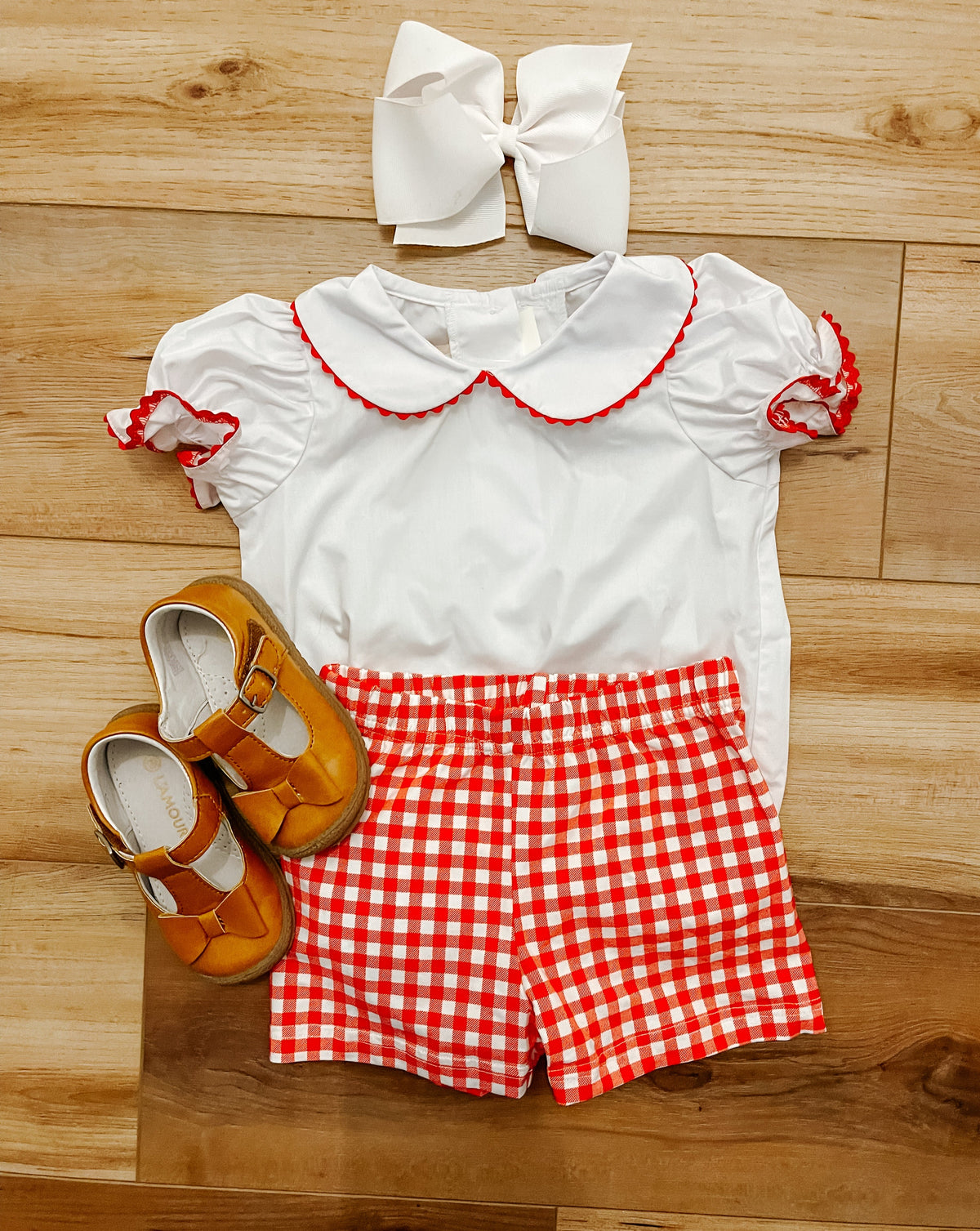 RTS: Red Gingham Fitted Girl *SHORTS*