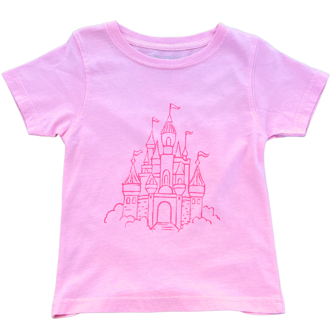 Mustard and Ketchup Kids - Short-Sleeve Light Pink Castle T-Shirt