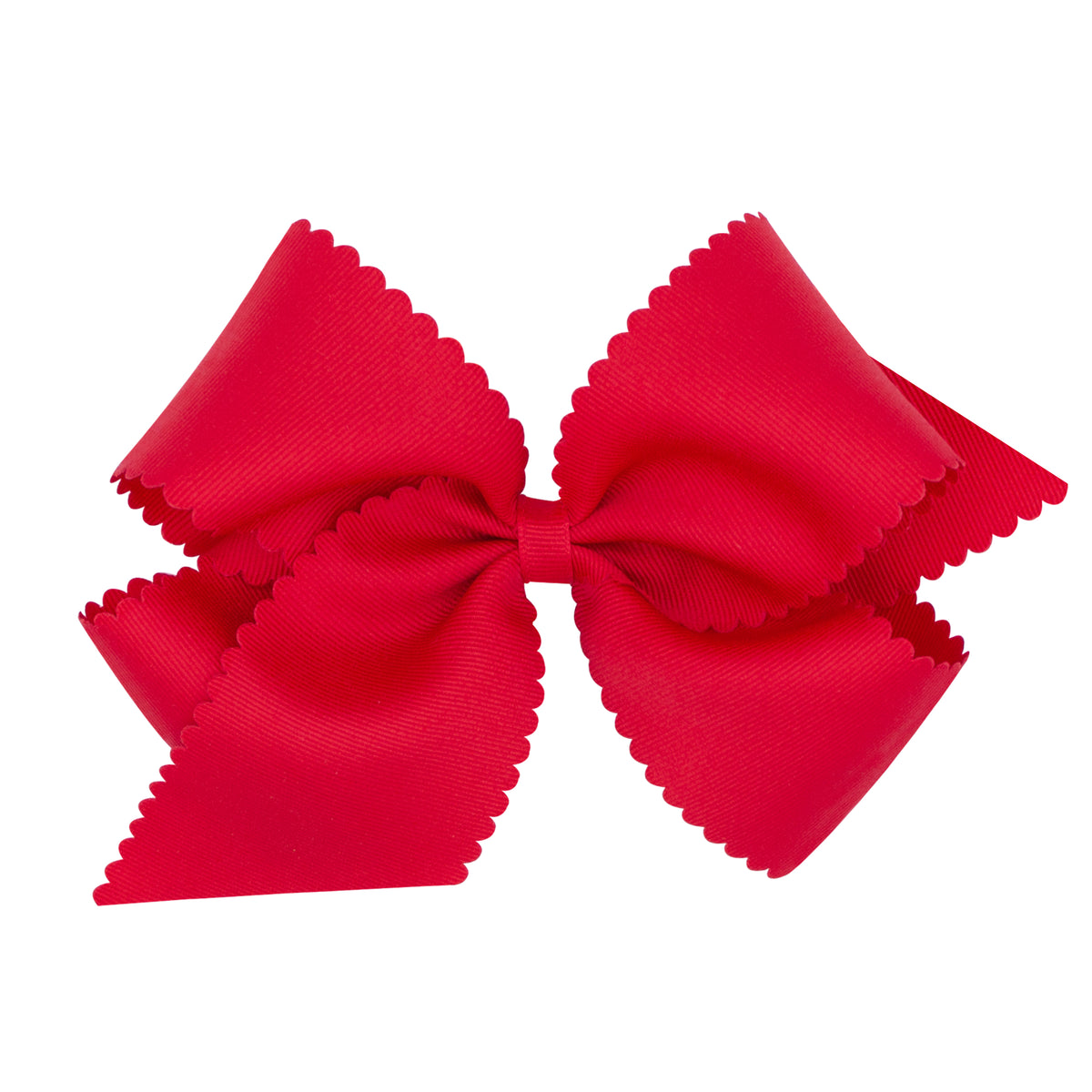 King Grosgrain Hair Bow Scalloped Edge - RED