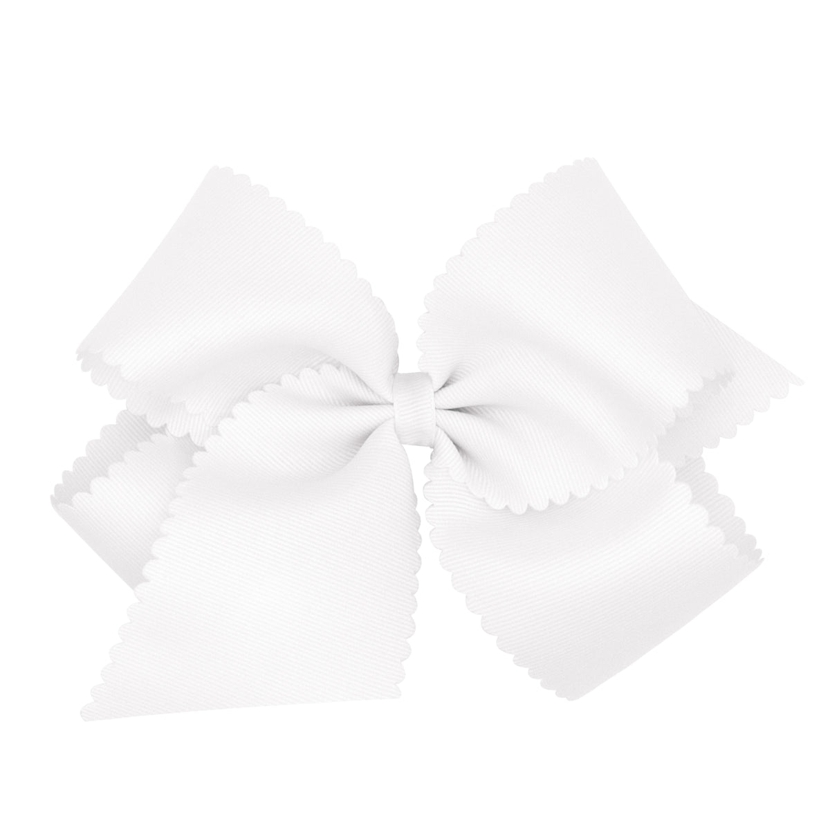 King Grosgrain Hair Bow Scalloped Edge - WHITE