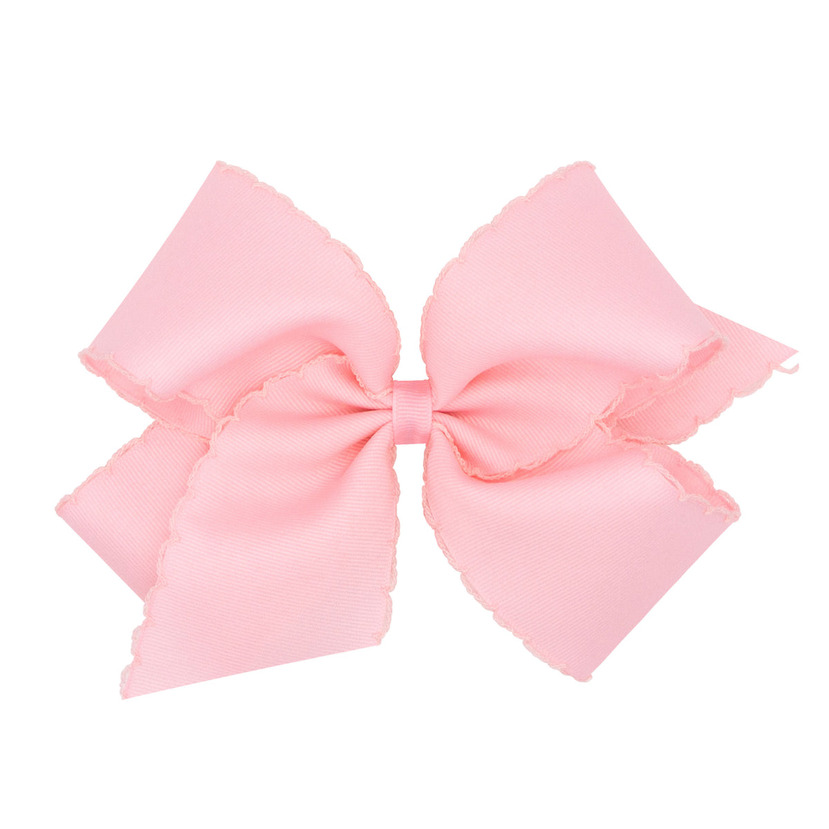 King Grosgrain Hair Bow with Matching Moonstitch Edge - LIGHT PINK