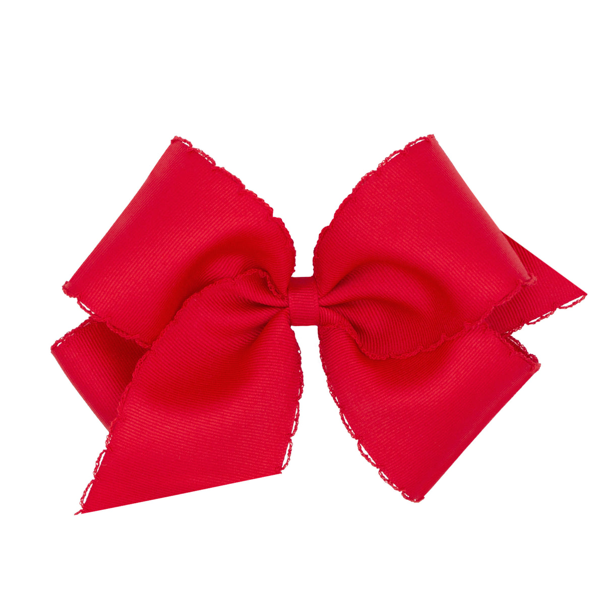 King Grosgrain Hair Bow with Matching Moonstitch Edge - RED