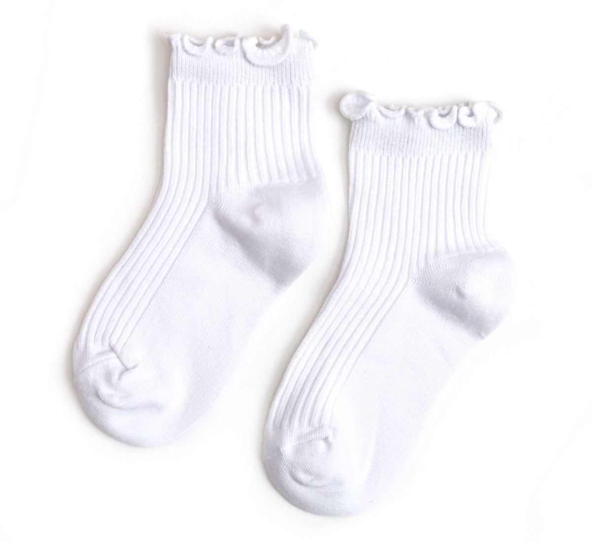 Little Stocking Company - White Ribbed Lettuce Trim Midi Socks