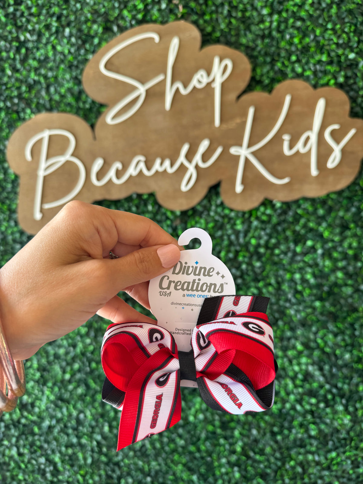 UGA Medium Collegiate Logo Print Grosgrain Hair Bow