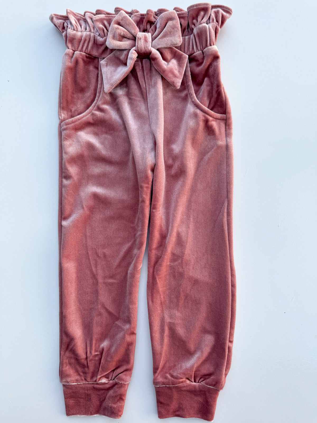 RTS: Pink Velvet Bow Pants