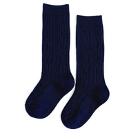 Little Stocking Company - Bright Navy Cable Knit Knee High Socks