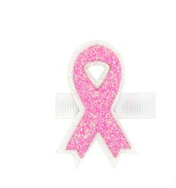 Glittery Pink Breast Cancer Awareness Ribbon Hair Clip, Bow Stacker