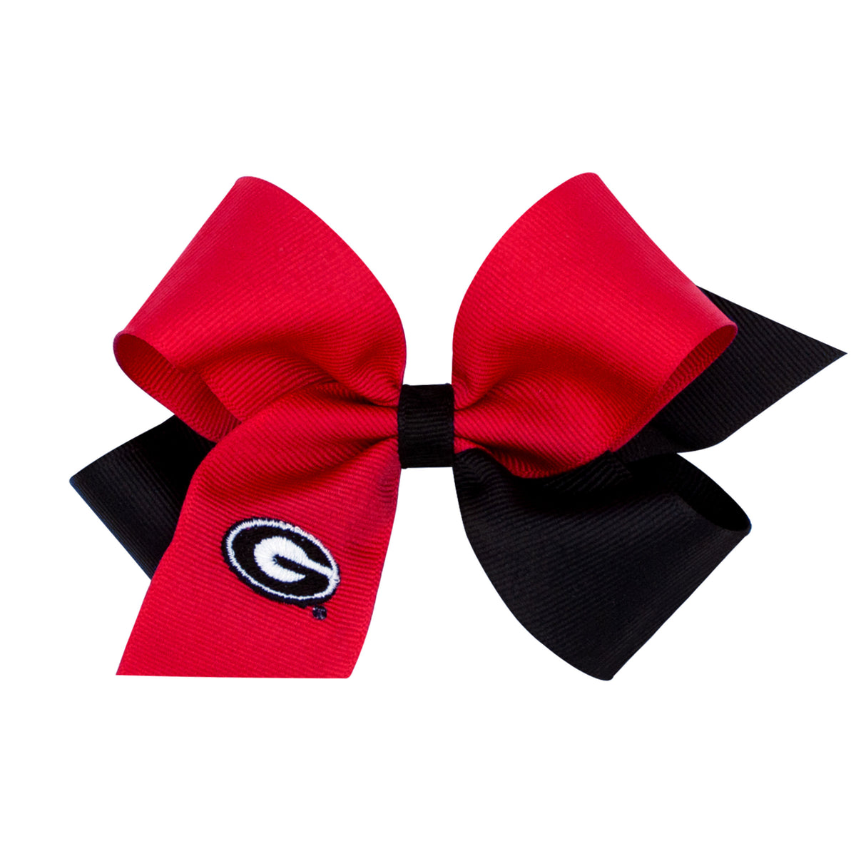 Medium Two-tone Collegiate Embroidered Grosgrain Hair Bow - Georgia