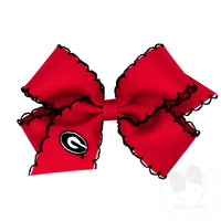 UGA Medium Grosgrain Hair Bow with Moonstitch Edge and Embroidered Collegiate Logo - Georgia