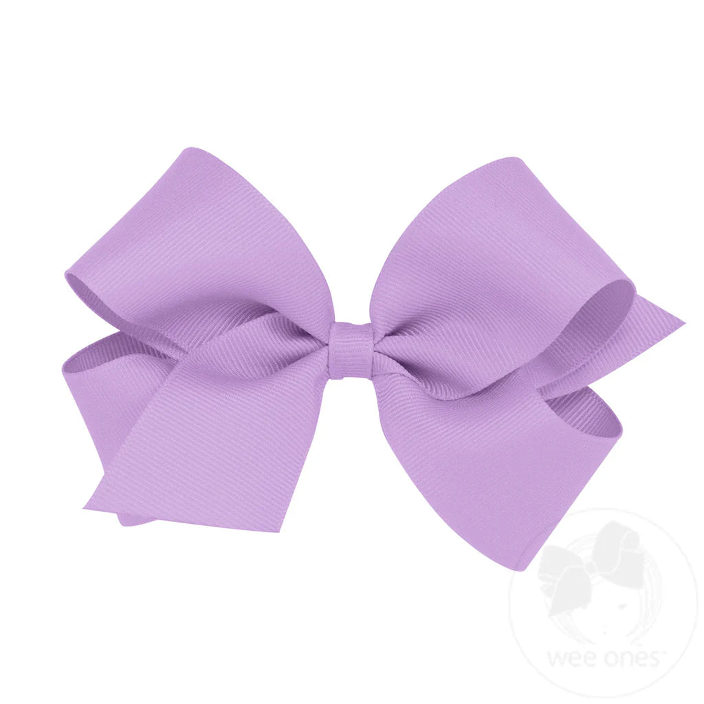 Medium Classic Grosgrain Hair Bow (Plain Wrap) - LT ORCHID