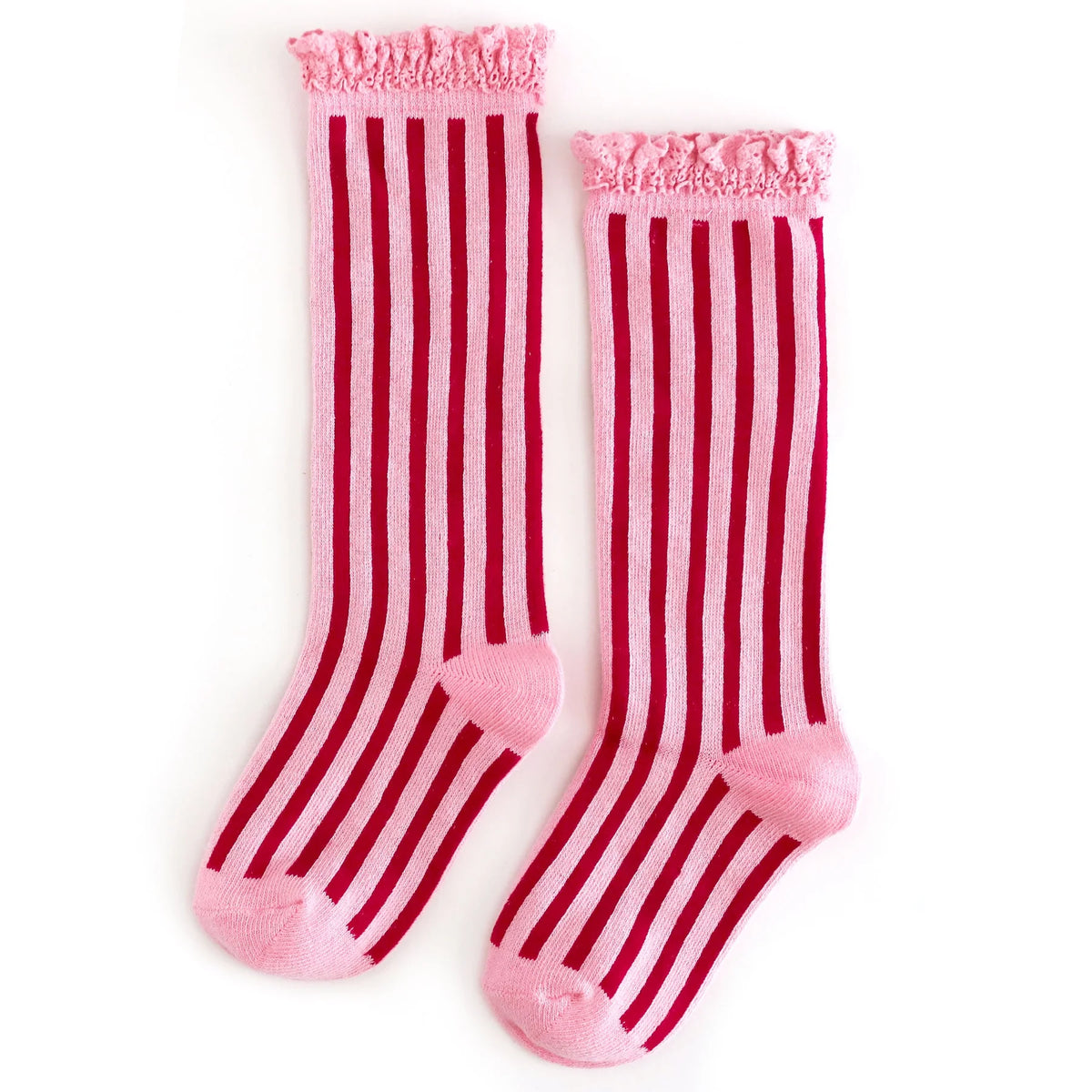 Little Stocking Company - Candy Stripe Lace Top Knee High Socks