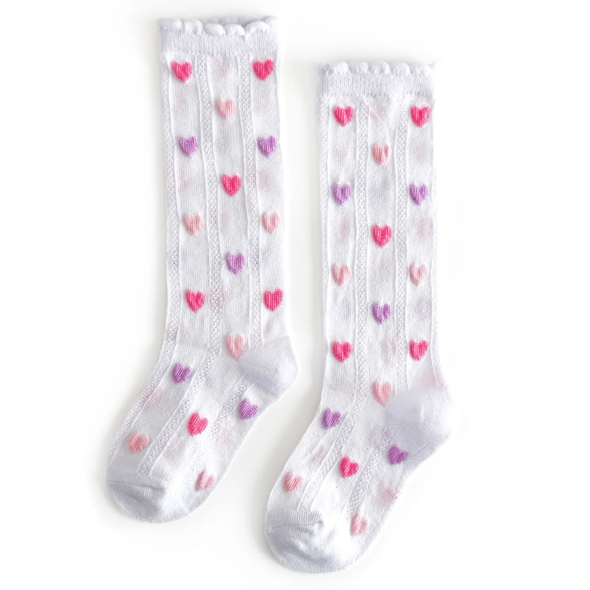Little Stocking Company - Darling Hearts Scalloped Knee High Socks