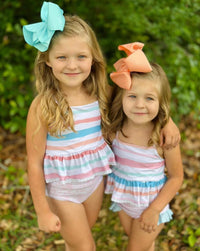 RTS: Girls 2PC Stripes Swimsuit