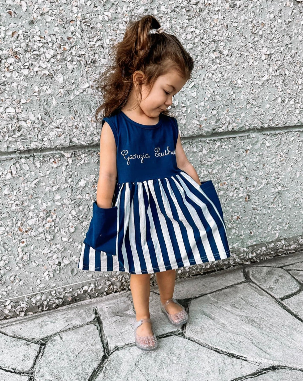 RTS: Team Stripes Girls Navy Dress