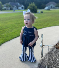 RTS: Team Stripes Girls Navy Pants Set