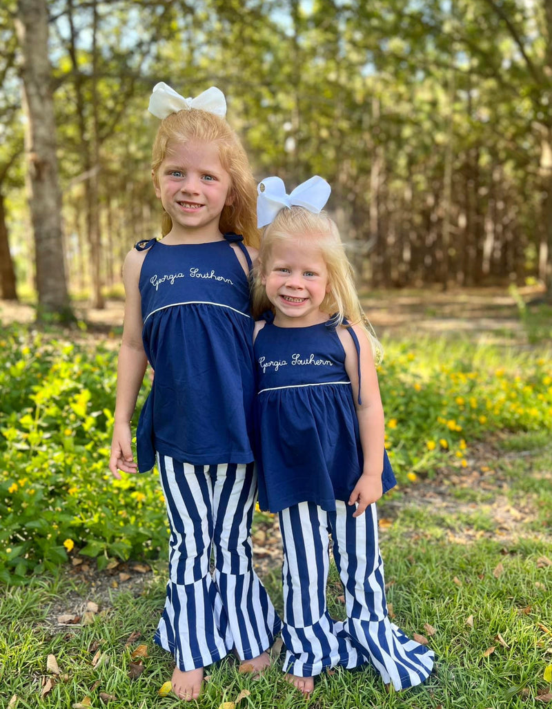 RTS: Team Stripes Girls Navy Pants Set