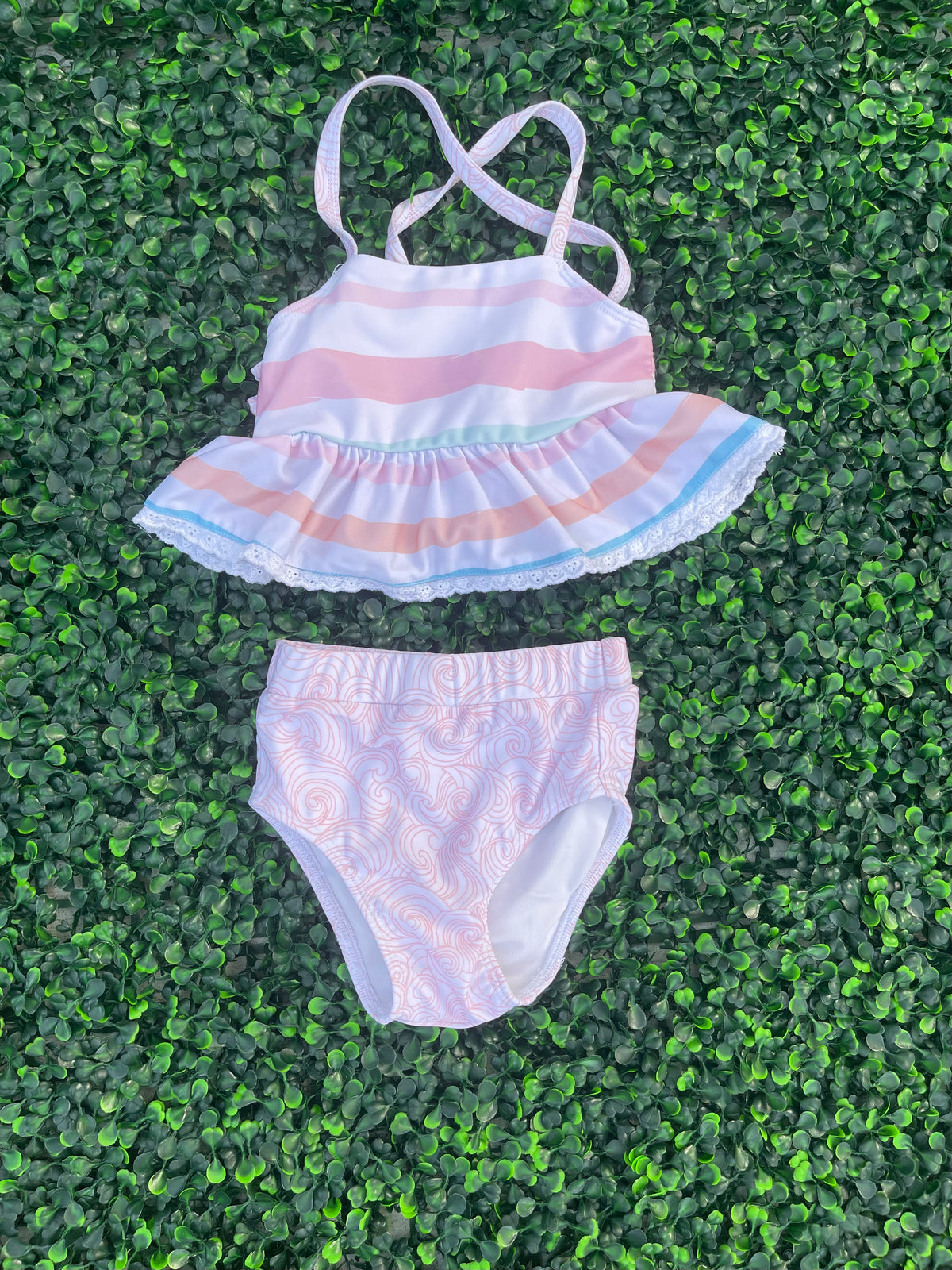 RTS: Girls 2PC Stripes Swimsuit