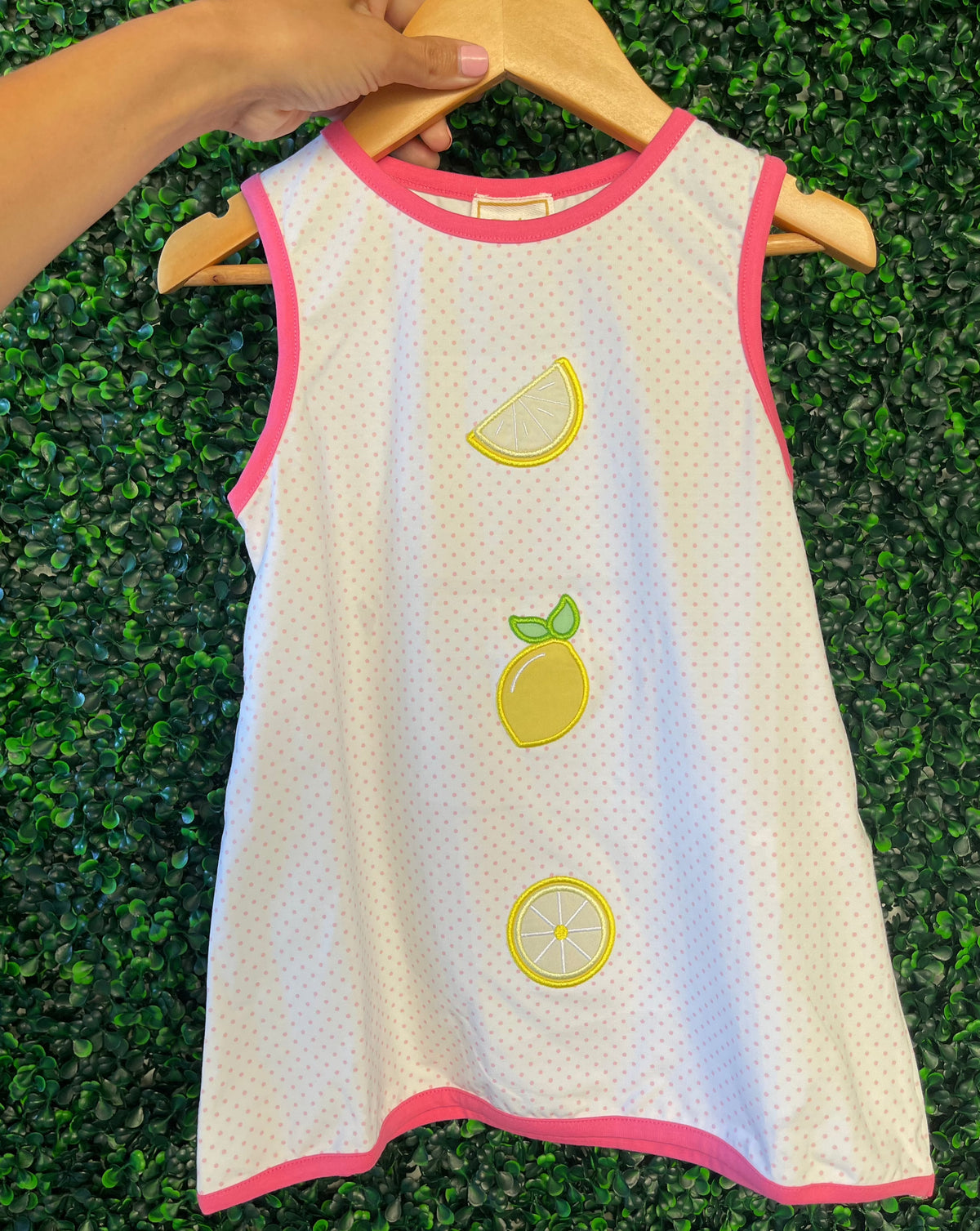 RTS: Lemon (Pink Polka Dot): Girls Dress