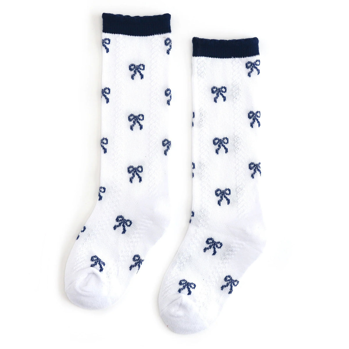 Little Stocking Company - Navy Bow Scalloped Knee Socks
