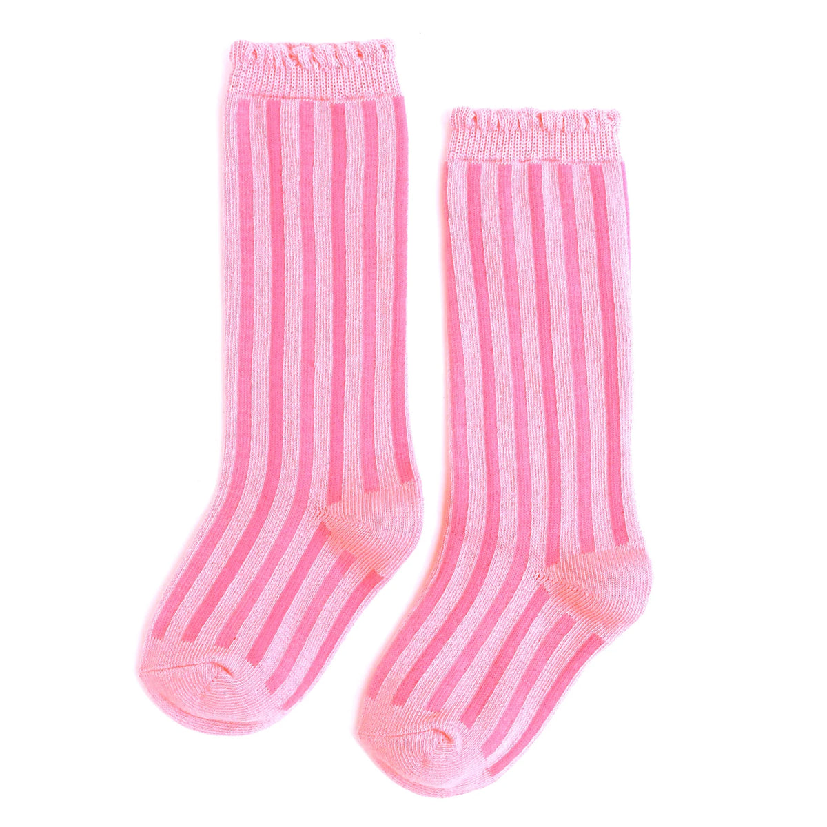 Little Stocking Company - Blossom Striped Scalloped Knee HIgh