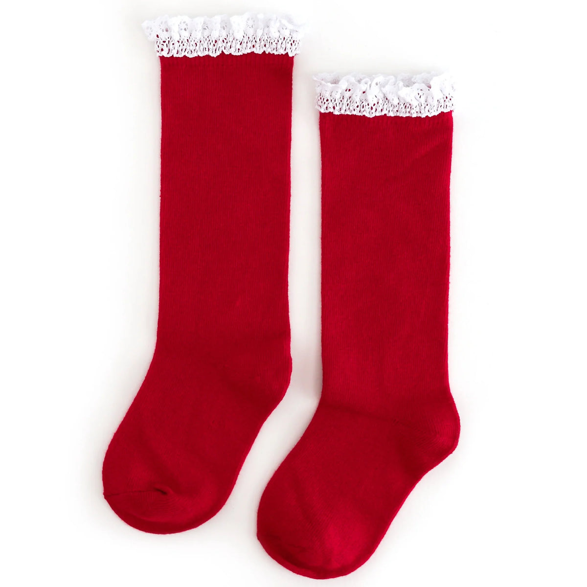 Little Stocking Company - Red Santa Baby Lace Top Knee High Socks